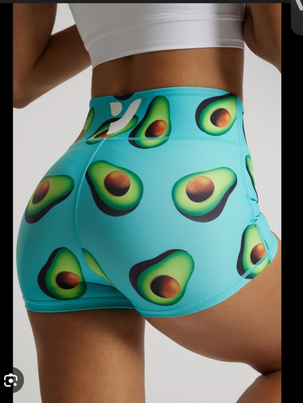 VOXY High-Rise Aqua Avocado Print Athletic Shorts